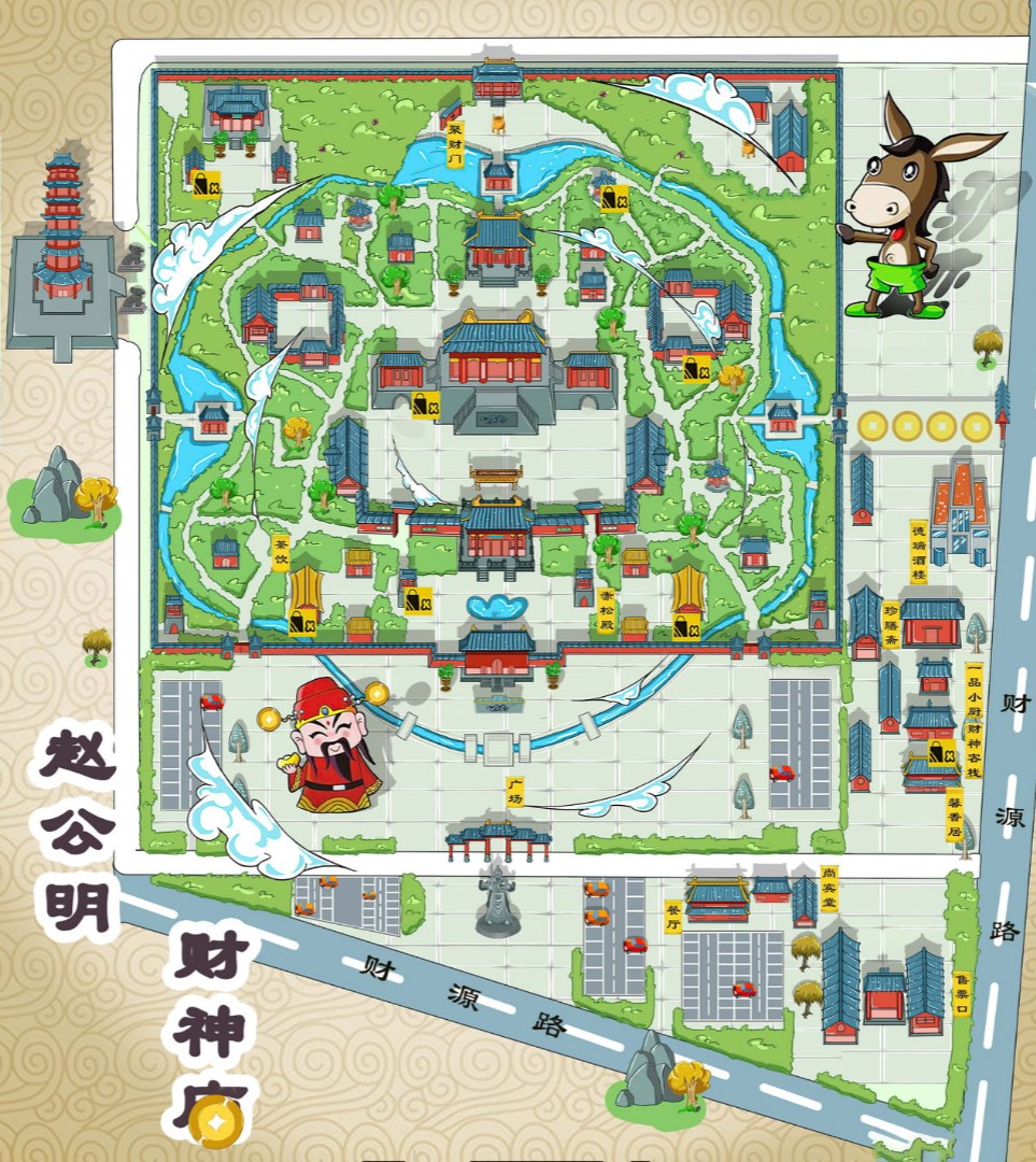 临渭寺庙类手绘地图
